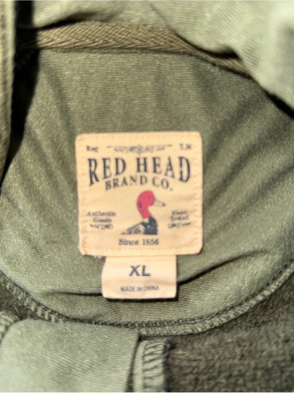 RedHead Olive Green Button-Quarter Crewneck Sweater